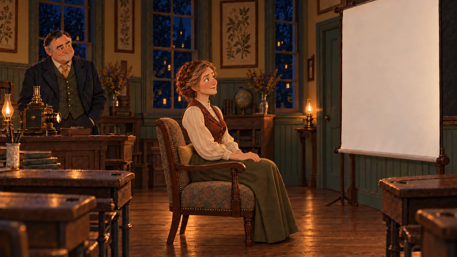The lantern set for a private showing.