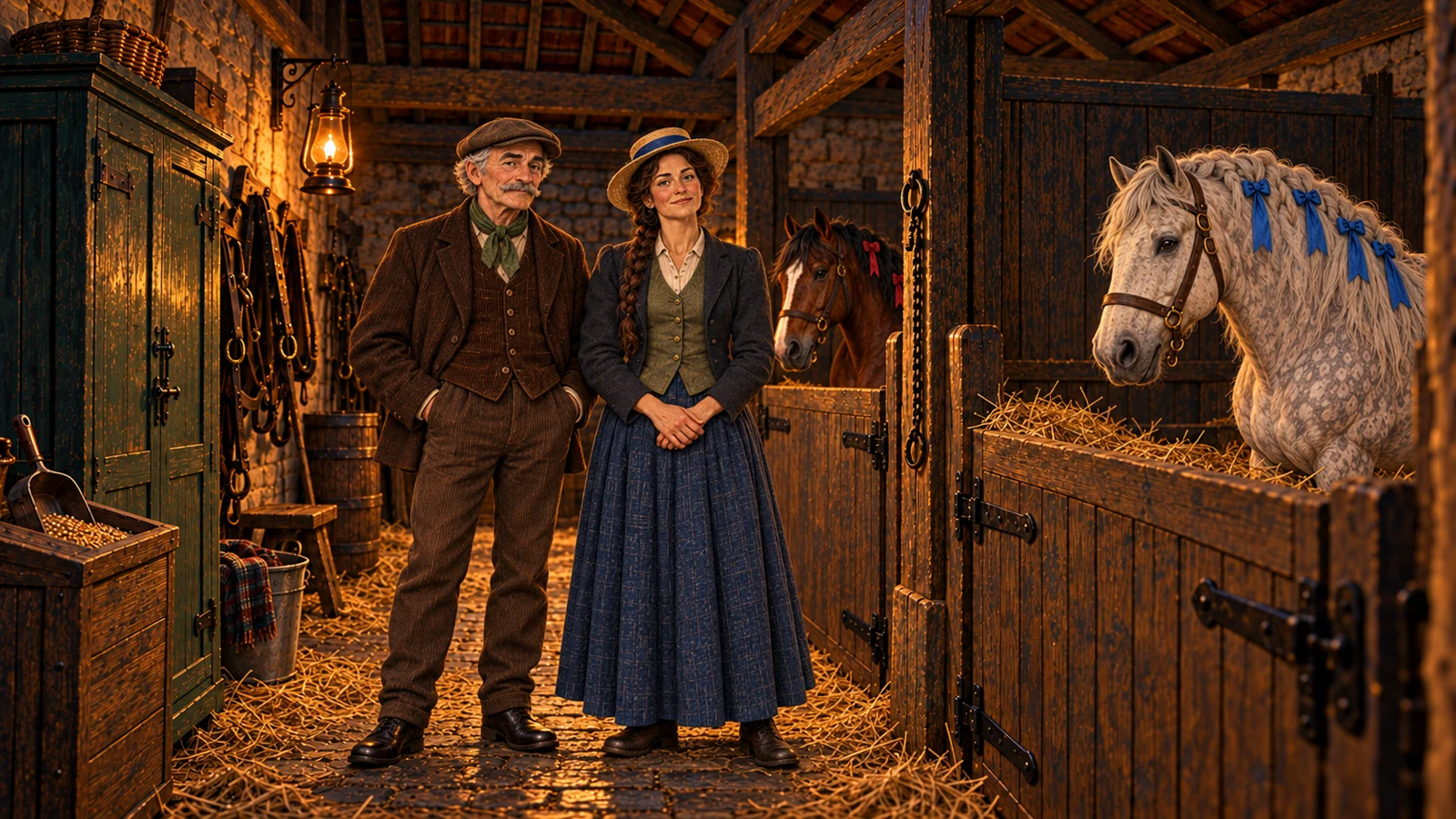 Reuben and Martha with a horse dressed for Sunday.