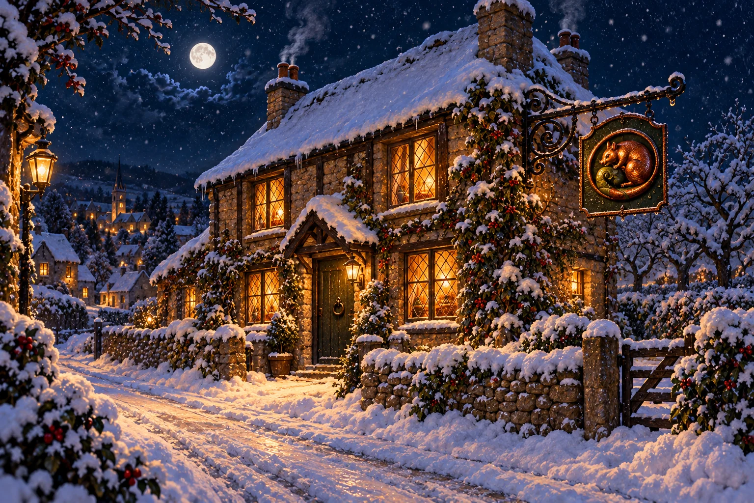 A light in the snow at the Copper Dormouse.