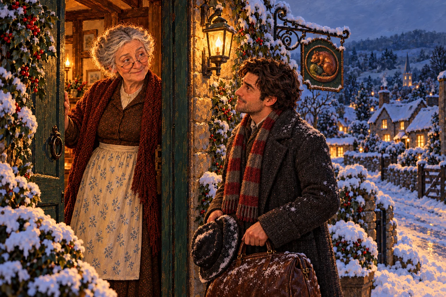 Dorothea and Henry at the doorway.